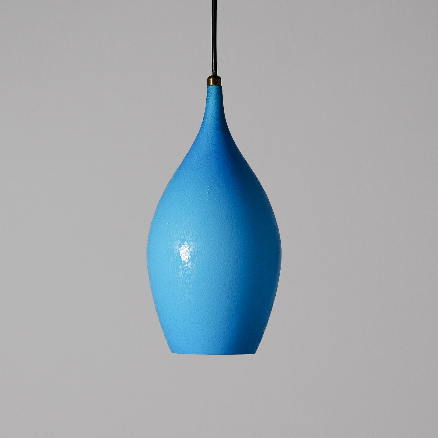 Italienische Hängelampe aus blauem Glas